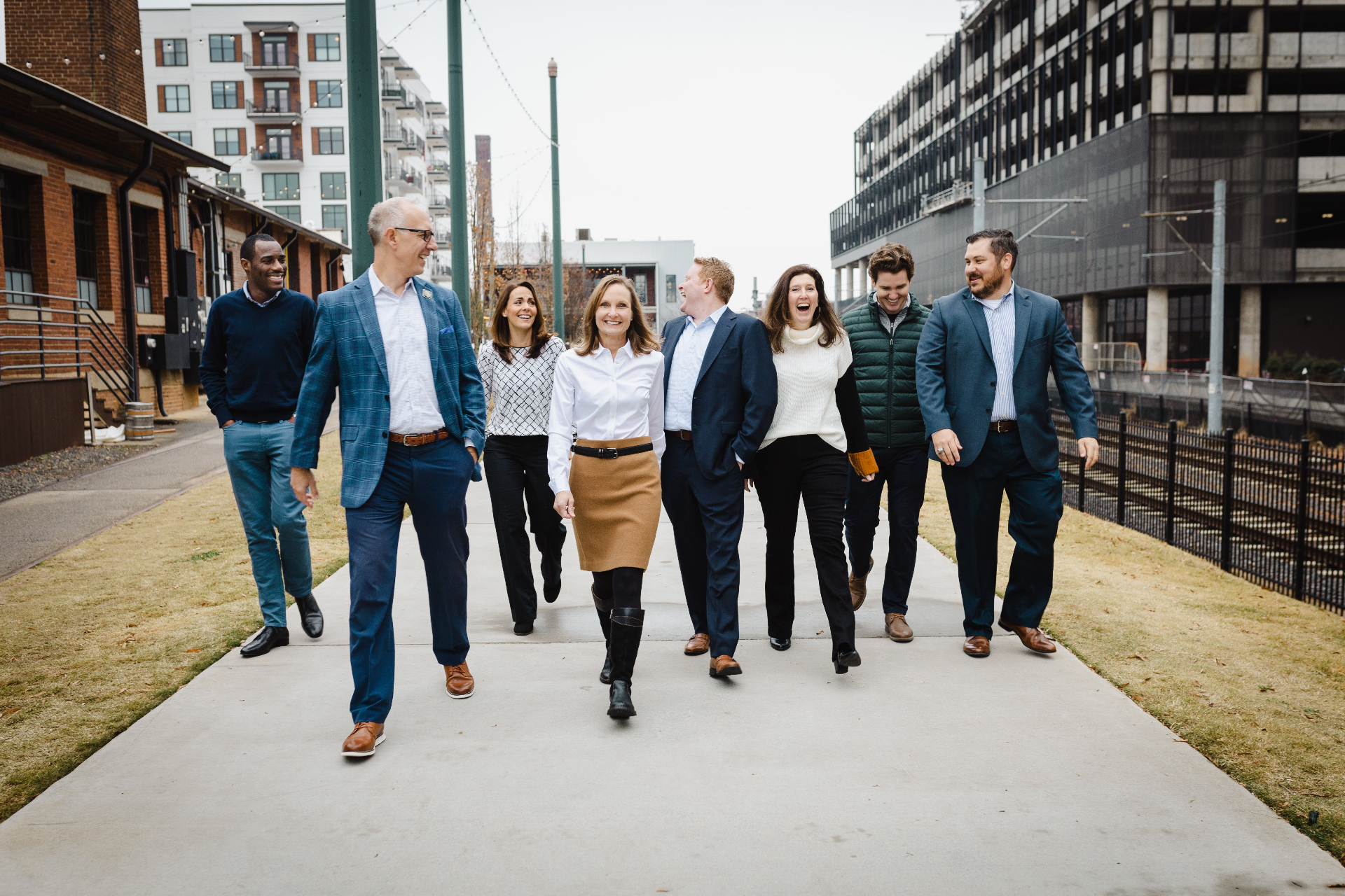 The Cannon Advisors team walking together in downtown Charlotte